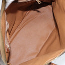 CELINE Macadam Canvas Hand Bag PVC Leather Brown Gold Auth 146916-10