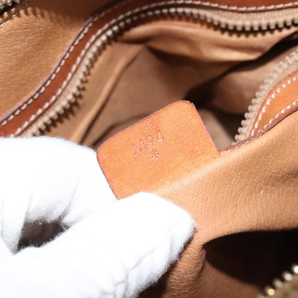 CELINE Macadam Canvas Hand Bag PVC Leather Brown Gold Auth 146916