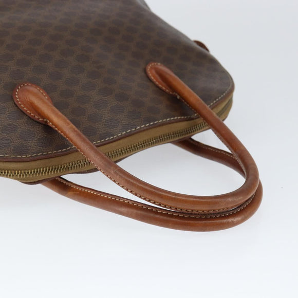 CELINE Macadam Canvas Hand Bag PVC Leather Brown Gold Auth 146916