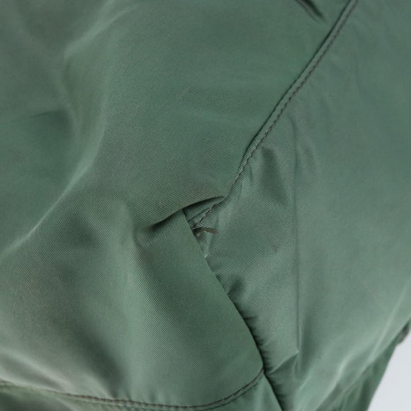 PRADA Hand Bag Nylon Green Gold Auth 146925