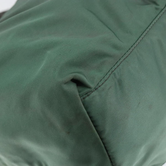 PRADA Hand Bag Nylon Green Gold Auth 146925