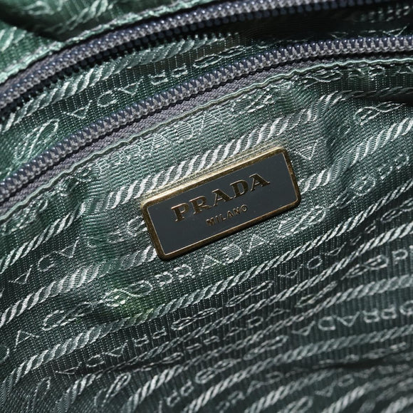 PRADA Hand Bag Nylon Green Gold Auth 146925