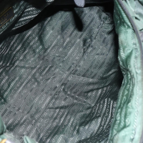 PRADA Hand Bag Nylon Green Gold Auth 146925