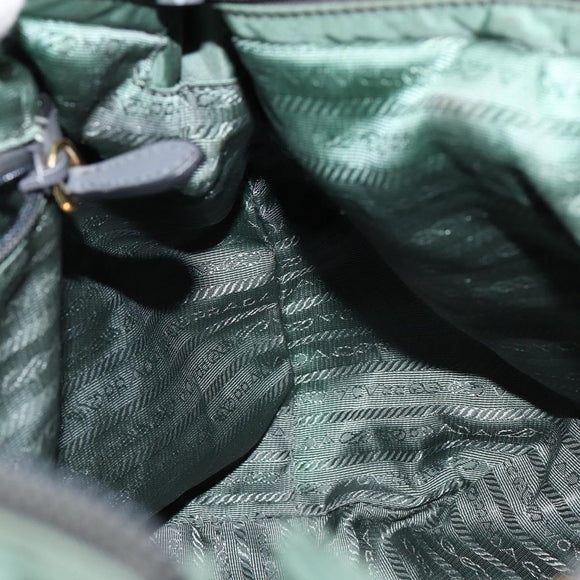 PRADA Hand Bag Nylon Green Gold Auth 146925