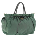 PRADA Hand Bag Nylon Green Gold Auth 146925-1