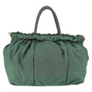 PRADA Hand Bag Nylon Green Gold Auth 146925-2