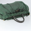 PRADA Hand Bag Nylon Green Gold Auth 146925-6