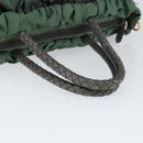 PRADA Hand Bag Nylon Green Gold Auth 146925-7