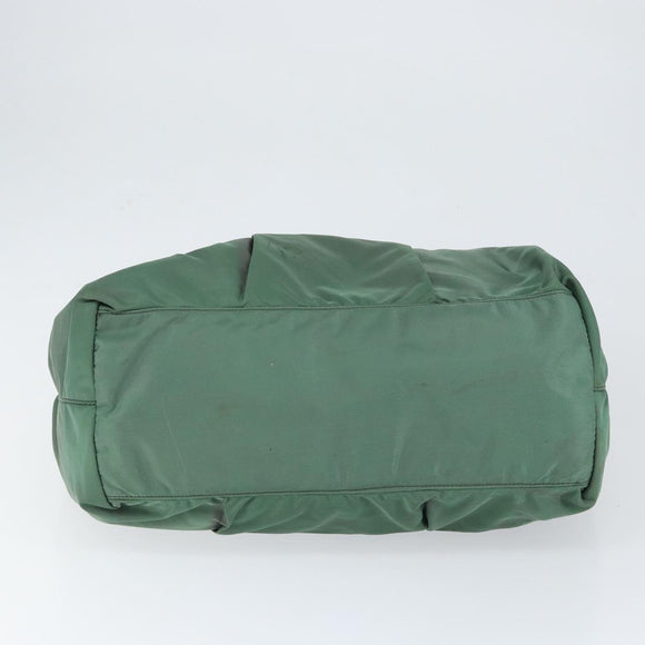 PRADA Hand Bag Nylon Green Gold Auth 146925