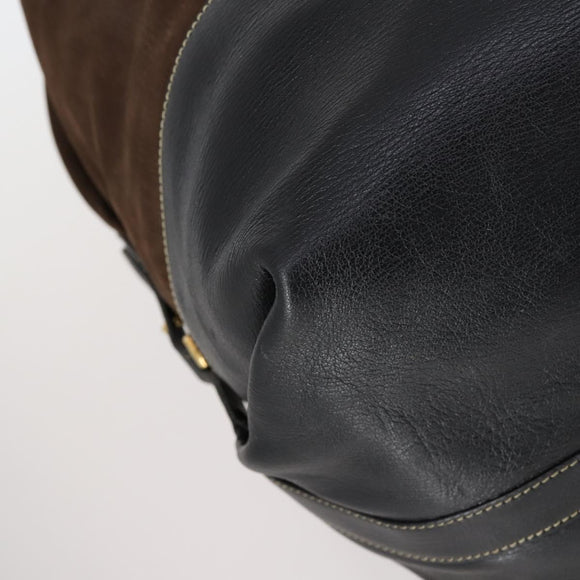 LOEWE Velazquez Boston Bag Leather Brown Gold Auth 146927