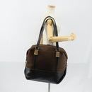 LOEWE Velazquez Boston Bag Leather Brown Gold Auth 146927-23