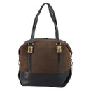 LOEWE Velazquez Boston Bag Leather Brown Gold Auth 146927-13