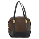 LOEWE Velazquez Boston Bag Leather Brown Gold Auth 146927-2