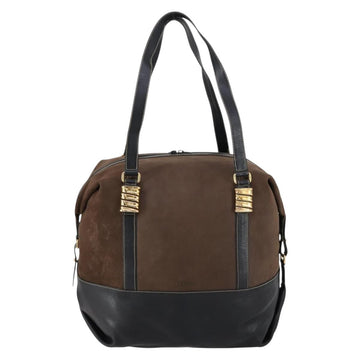 LOEWE Velazquez Boston Bag Leather Brown Gold Auth 146927 - 0