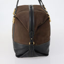 LOEWE Velazquez Boston Bag Leather Brown Gold Auth 146927-4