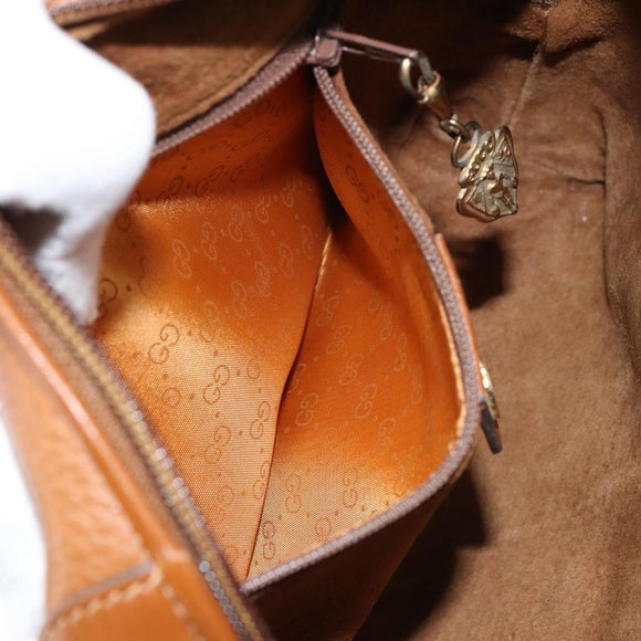 GUCCI Shoulder Bag Leather Brown Gold 007 115 4916 Auth 146929