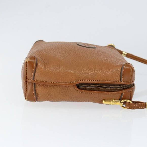 GUCCI Shoulder Bag Leather Brown Gold 007 115 4916 Auth 146929