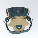 Salvatore Ferragamo Gancini Shoulder Bag Mouton Green Silver Auth 146931V-19