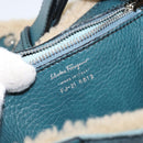 Salvatore Ferragamo Gancini Shoulder Bag Mouton Green Silver Auth 146931V-11