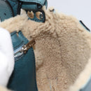 Salvatore Ferragamo Gancini Shoulder Bag Mouton Green Silver Auth 146931V-20