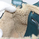 Salvatore Ferragamo Gancini Shoulder Bag Mouton Green Silver Auth 146931V-21