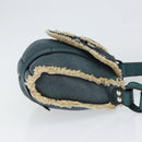 Salvatore Ferragamo Gancini Shoulder Bag Mouton Green Silver Auth 146931V-3