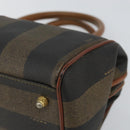 FENDI Pecan Canvas Hand Bag PVC Brown Gold Auth 146932-8