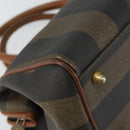FENDI Pecan Canvas Hand Bag PVC Brown Gold Auth 146932-15
