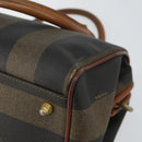 FENDI Pecan Canvas Hand Bag PVC Brown Gold Auth 146932-16