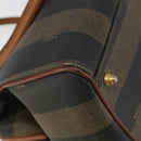 FENDI Pecan Canvas Hand Bag PVC Brown Gold Auth 146932-17
