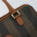 FENDI Pecan Canvas Hand Bag PVC Brown Gold Auth 146932-9