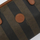 FENDI Pecan Canvas Hand Bag PVC Brown Gold Auth 146932-18