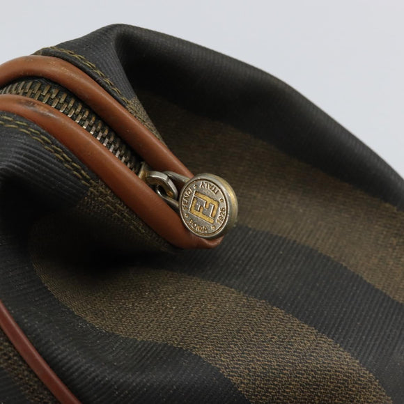 FENDI Pecan Canvas Hand Bag PVC Brown Gold Auth 146932