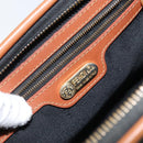 FENDI Pecan Canvas Hand Bag PVC Brown Gold Auth 146932-19