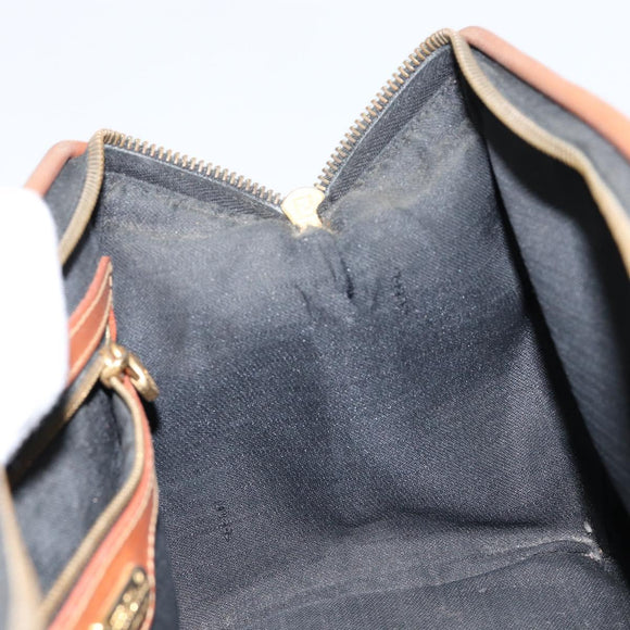 FENDI Pecan Canvas Hand Bag PVC Brown Gold Auth 146932