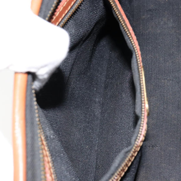 FENDI Pecan Canvas Hand Bag PVC Brown Gold Auth 146932