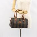 FENDI Pecan Canvas Hand Bag PVC Brown Gold Auth 146932-23