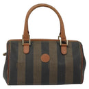 FENDI Pecan Canvas Hand Bag PVC Brown Gold Auth 146932-13