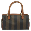 FENDI Pecan Canvas Hand Bag PVC Brown Gold Auth 146932-2