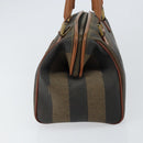 FENDI Pecan Canvas Hand Bag PVC Brown Gold Auth 146932-3