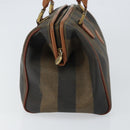 FENDI Pecan Canvas Hand Bag PVC Brown Gold Auth 146932-4