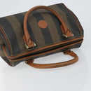 FENDI Pecan Canvas Hand Bag PVC Brown Gold Auth 146932-6