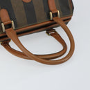 FENDI Pecan Canvas Hand Bag PVC Brown Gold Auth 146932-7