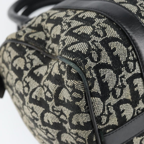 Christian Dior Trotter Canvas Mini Boston Bag Black Silver Auth 146933