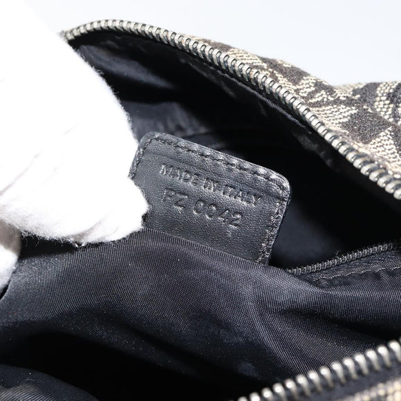 Christian Dior Trotter Canvas Mini Boston Bag Black Silver Auth 146933