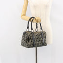 Christian Dior Trotter Canvas Mini Boston Bag Black Silver Auth 146933-23