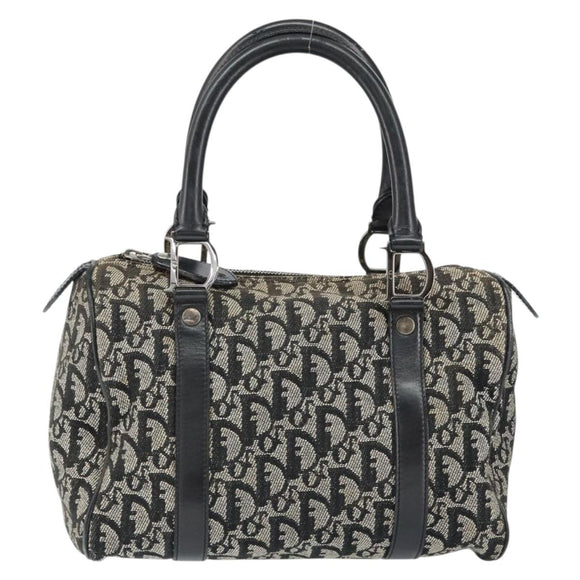 Christian Dior Trotter Canvas Mini Boston Bag Black Silver Auth 146933