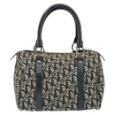 Christian Dior Trotter Canvas Mini Boston Bag Black Silver Auth 146933-2