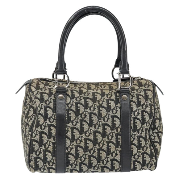 Christian Dior Trotter Canvas Mini Boston Bag Black Silver Auth 146933
