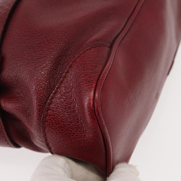 BURBERRY Shoulder Bag Leather Red Gold Auth 146940